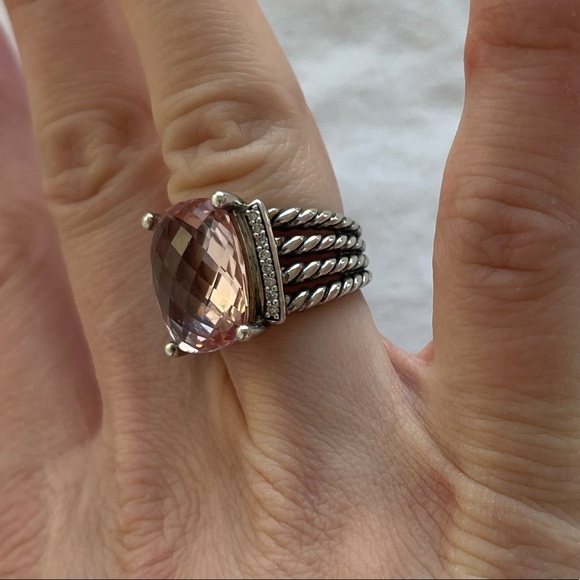 David Yurman Wheaton® Ring with Morganite and Pavé Diamonds Size 6 - Picture 4 of 14